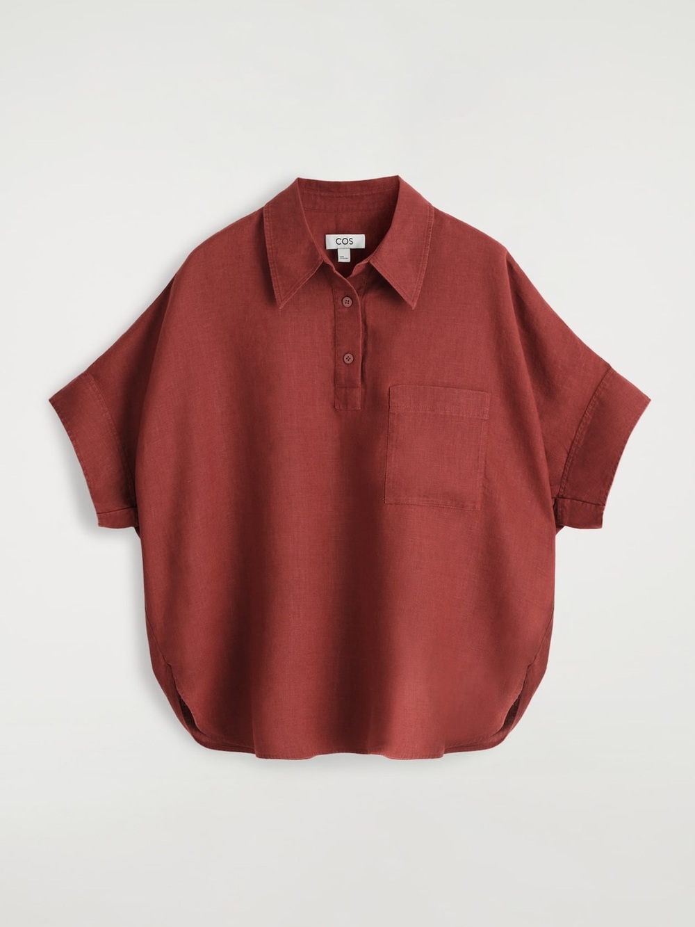 COS LINEN HALF-PLACKET SHIRT